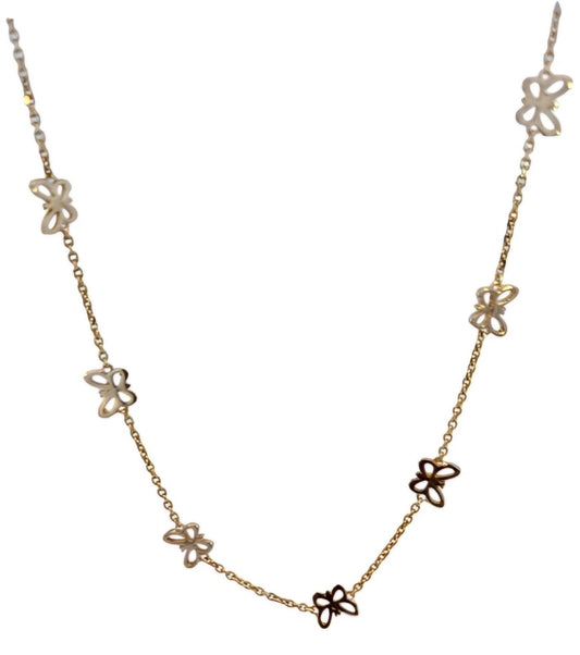 Yellow Gold Butterfly Station Necklace. 18k, 5.5gr, 16"