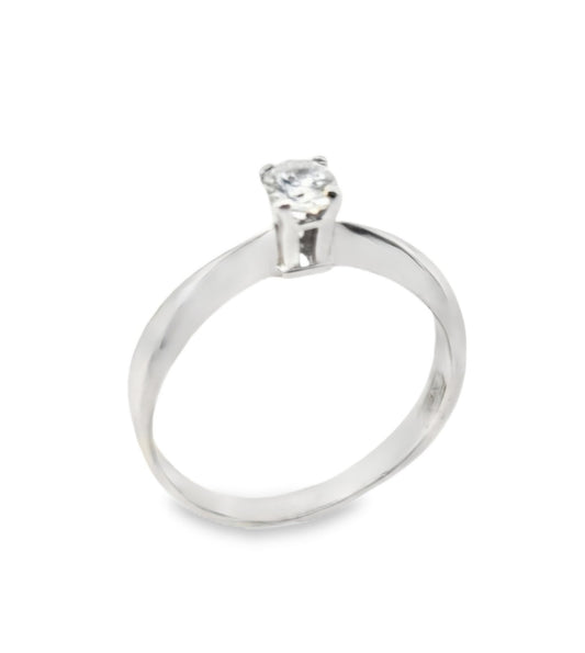 White Gold Knife-Edge Shank Engagement Ring. 14k, 2.3gr, VS, G