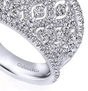 White Gold Gabriel & Co. Filigree Floral Diamond Ring. 14k, TDW: 1.33ct, VS, FG, Resale