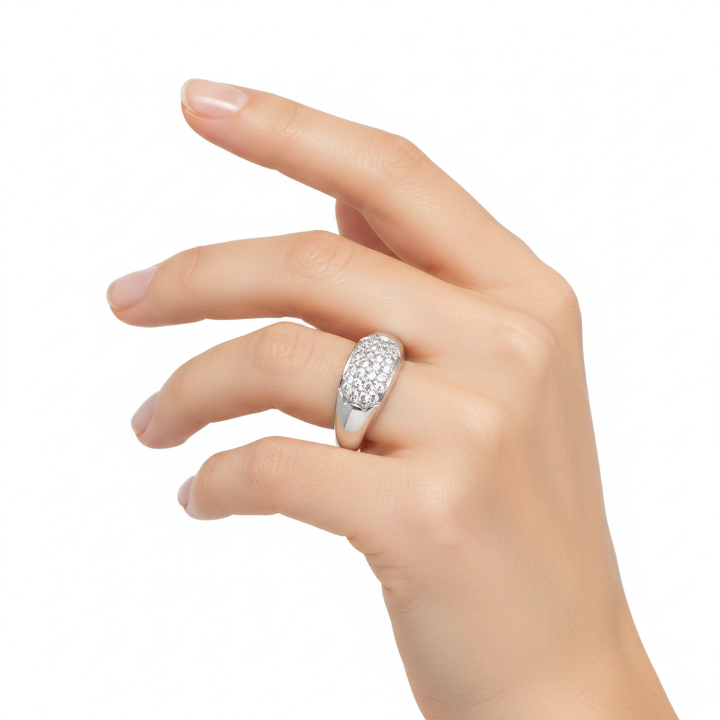18K White Gold Pavé Diamond Ring