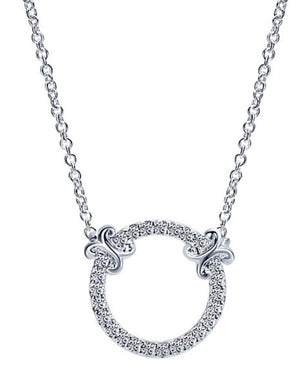 White Gold Diamond Circle of Life Gabriel & Co. Necklace with Extensions. 14k, TDW:0.25ct - Resale