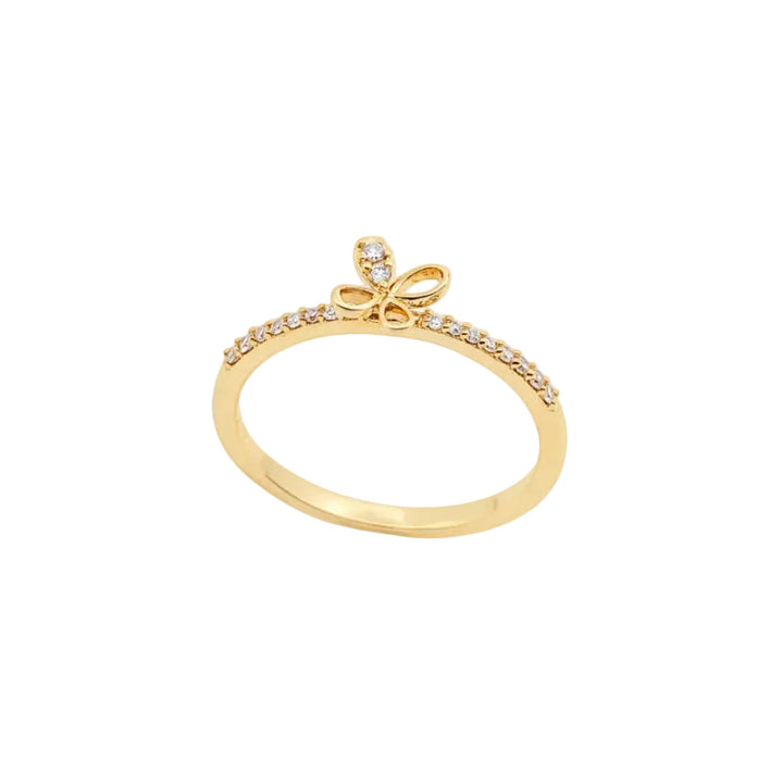 14K Yellow Gold Butterfly Diamond Ring. TDW:0.18ct