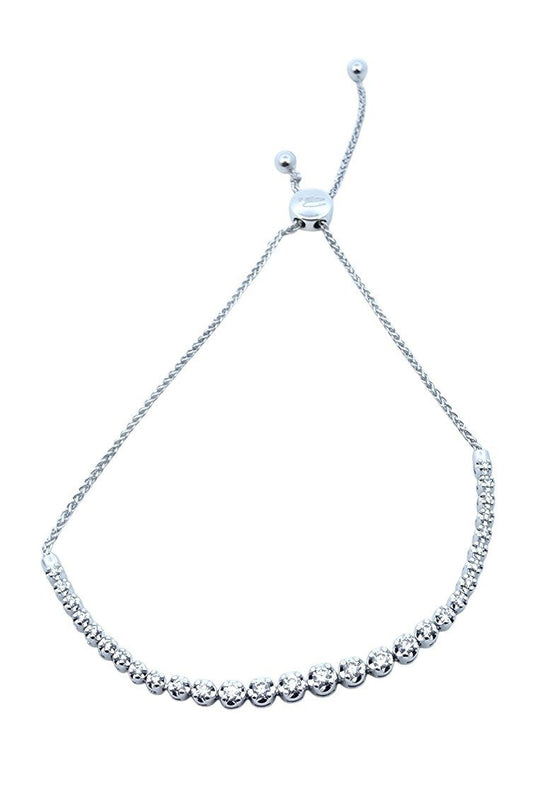 White Gold Adjustable Bolo Diamond Bracelet. 10k, 5.4gr, TDW: 0.45ct, SI, GH