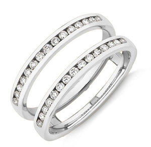 White Gold Diamond Solitaire Engagement Ring with Matching Pavé Wedding Bands 14k TDW: 1.4ct