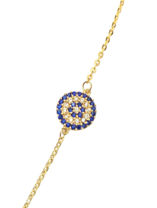 18K Yellow Gold Evil Eye Bracelet with Extension