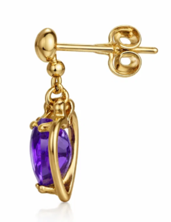 14K Yellow Gold Dangle Amethyst Earrings