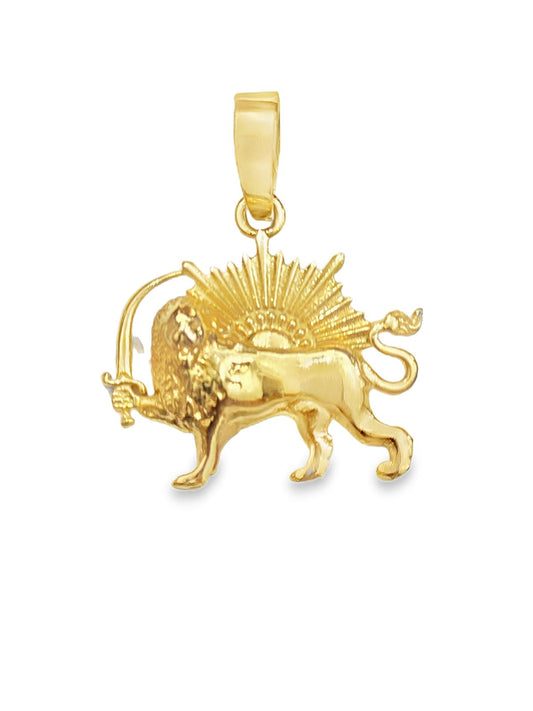 Yellow Gold Shir-o- Khorshid, Lion & Sun Imperial Emblem Pendant. 18k, 3.2gr