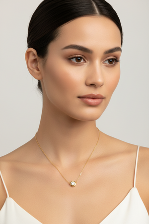 18K Yellow Gold Bezel Set Solitaire Diamond Necklace – 0.50ct.