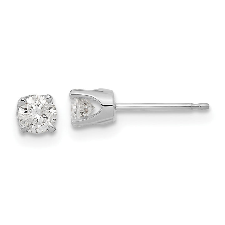 14K White Gold Solitaire Diamond Stud Earrings