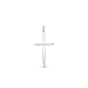 Rhodium Plated 925 Sterling Silver Modern Polished Cross Pendant