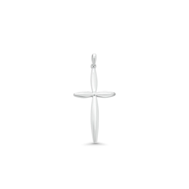 Rhodium Plated 925 Sterling Silver Modern Polished Cross Pendant