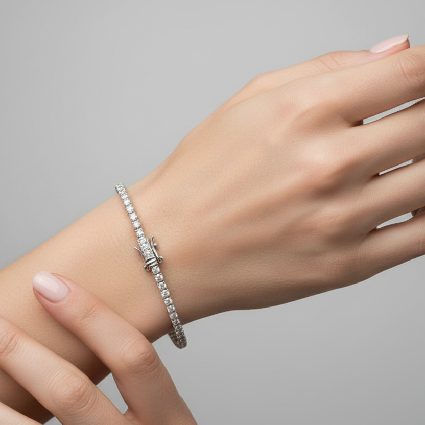 925 Sterling Silver Cubic Zirconia Tennis Bracelet