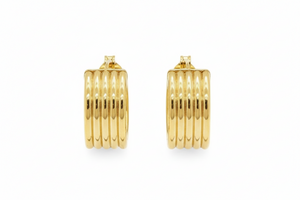 14k Yellow Gold Wide Layered Hoop Earrings