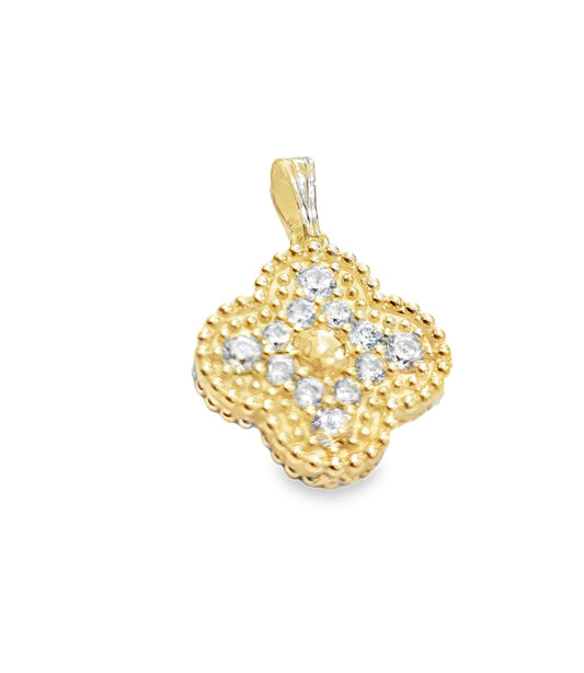 Yellow Gold CZ Small Size Clover Pendant. 18k, 2.9gr