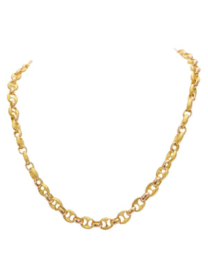 Yellow Gold Solid Matte-Shinny Heavy Gucci Style Chain Necklace. 18k, 105.8gr, 29