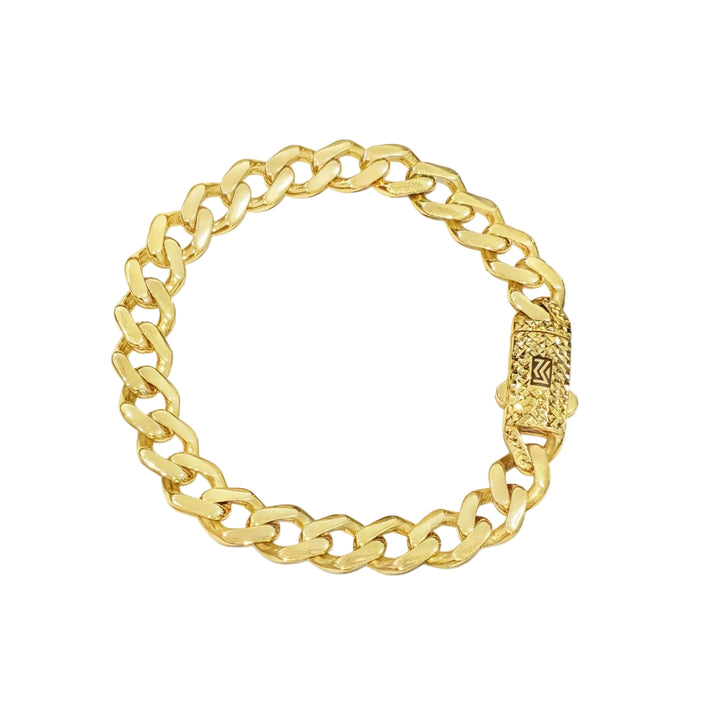 18K Yellow Gold Classic Monaco Miami Cuban Link Bracelet