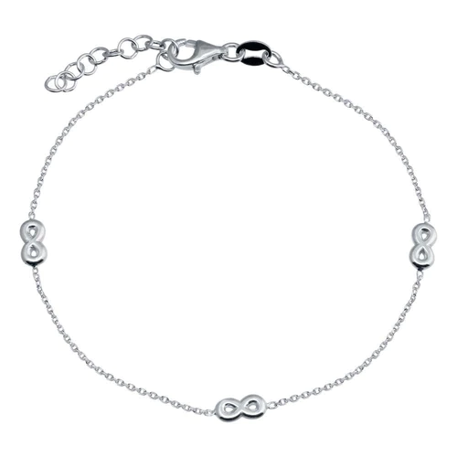 925 Sterling Silver Adjustable Single Strand Rhodium Plated Bracelet with 3 Infinity Element