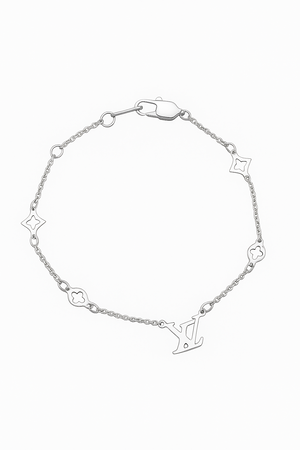 White Gold Bracelet with LV Motif Links, 14k, 1.64gr, 7.5 inch