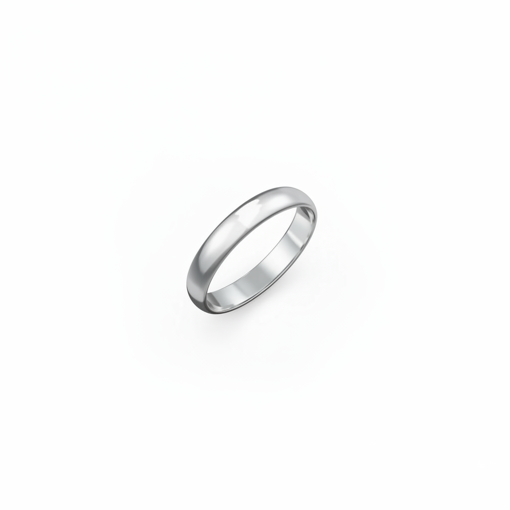 White Gold Half Dome Wedding Band 14k