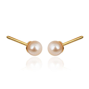 Stud Pearl Earrings with Yellow Gold , 18k