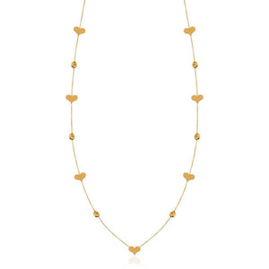 Yellow gold station long necklace with hearts 18k 5.07gr
