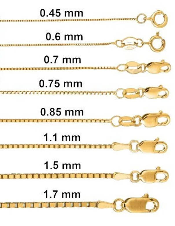 Yellow Gold Box Chain, 14k, 16 Inches