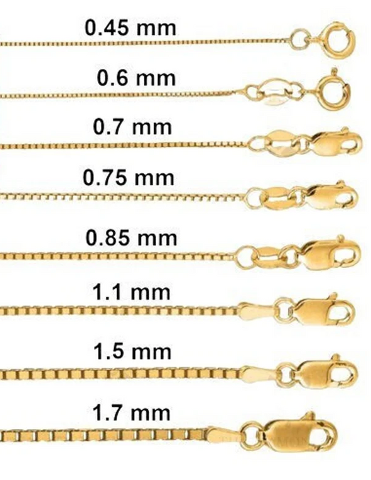 Yellow Gold Box Chain, 14k, 16 Inches