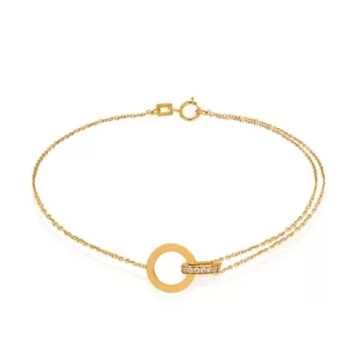 Yellow Gold CZ Oval and Circle Bracelet.