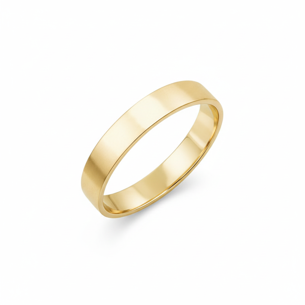 14K Yellow Gold Flat Wedding Band 3.9mm Size: 7