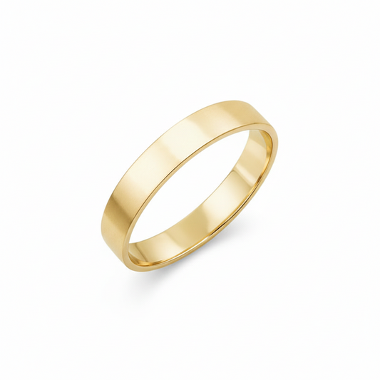 14K Yellow Gold Flat Wedding Band 3.9mm Size: 7