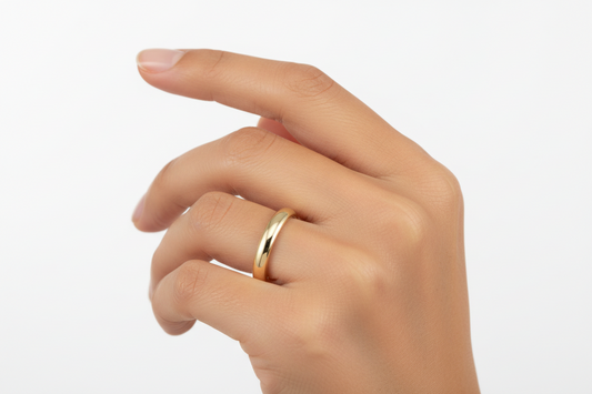 Yellow Gold ring , Half Round, 14k, 3 mm, Size 5 3/4