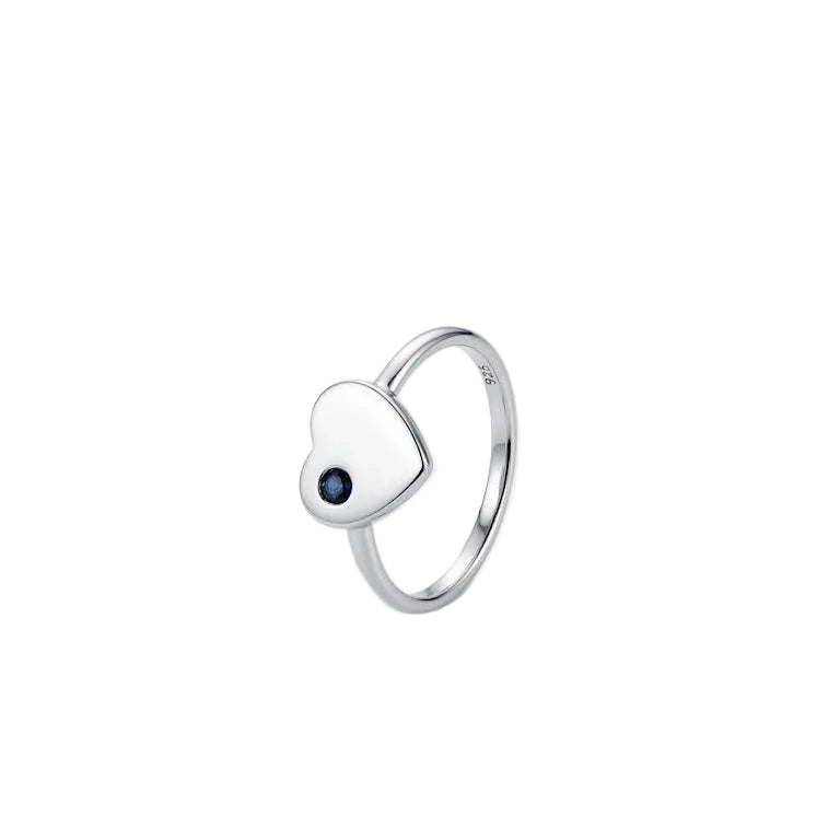 925 Sterling Silver Dark Blue Sapphire Promise Ring