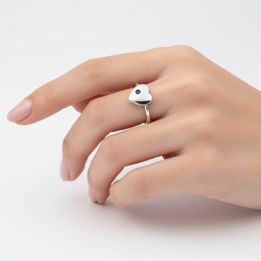 925 Sterling Silver Dark Blue Sapphire Promise Ring