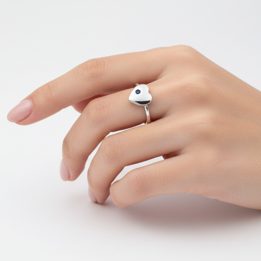 925 Sterling Silver Dark Blue Sapphire Promise Ring