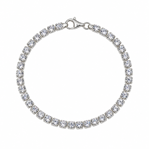 925 Sterling Silver Clear CZ Square Tennis Bracelet