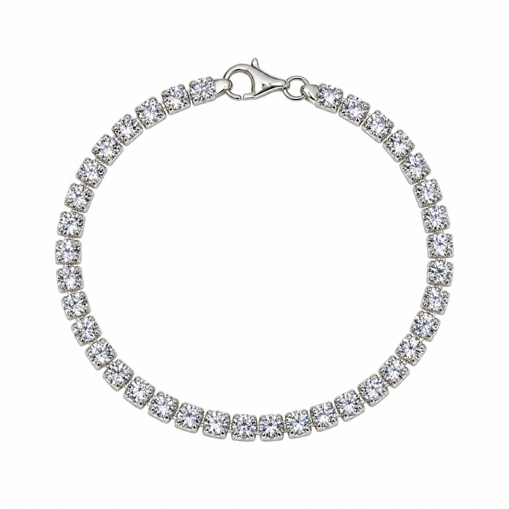 925 Sterling Silver Clear CZ Square Tennis Bracelet
