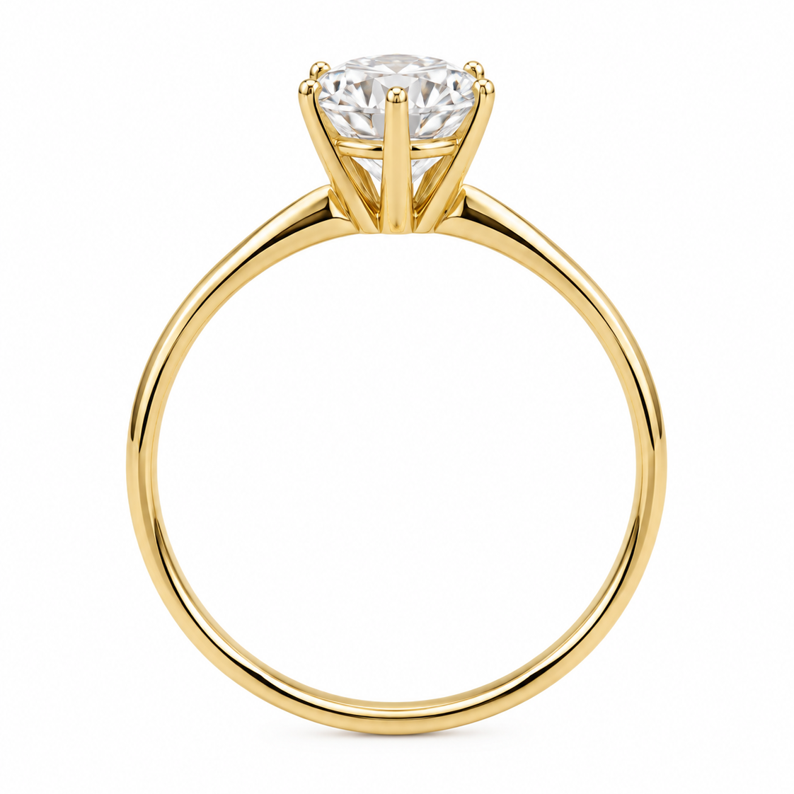 10K Yellow Gold Six-Prong CZ Solitaire Ring
