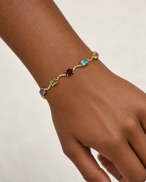 10K Yellow Gold Multi-Gemstone Oval S-Link Bracelet