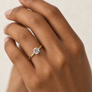 14K Yellow Gold Round CZ Solitaire Ring