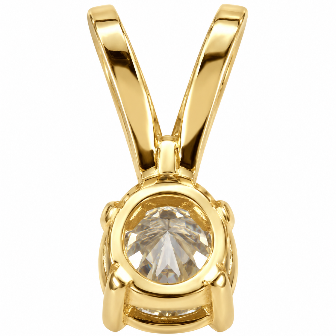 14K Yellow Gold Solitaire Diamond Pendant