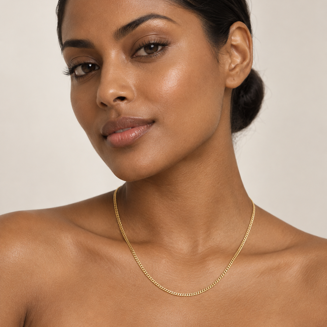 18K Yellow Gold Flat Curb Chain Necklace