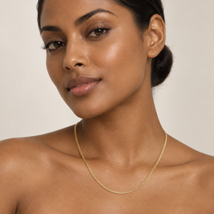 18K Yellow Gold Flat Curb Chain Necklace