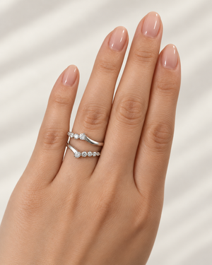14K White Gold Graduated Diamond Contour Ring Jacket