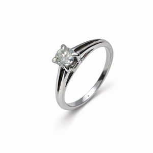 18K White Gold Solitaire Diamond Engagement Ring