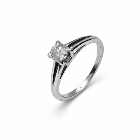 18K White Gold Solitaire Diamond Engagement Ring