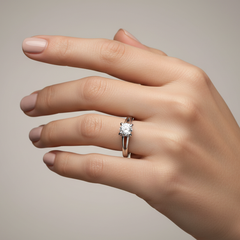 18K White Gold Solitaire Diamond Engagement Ring