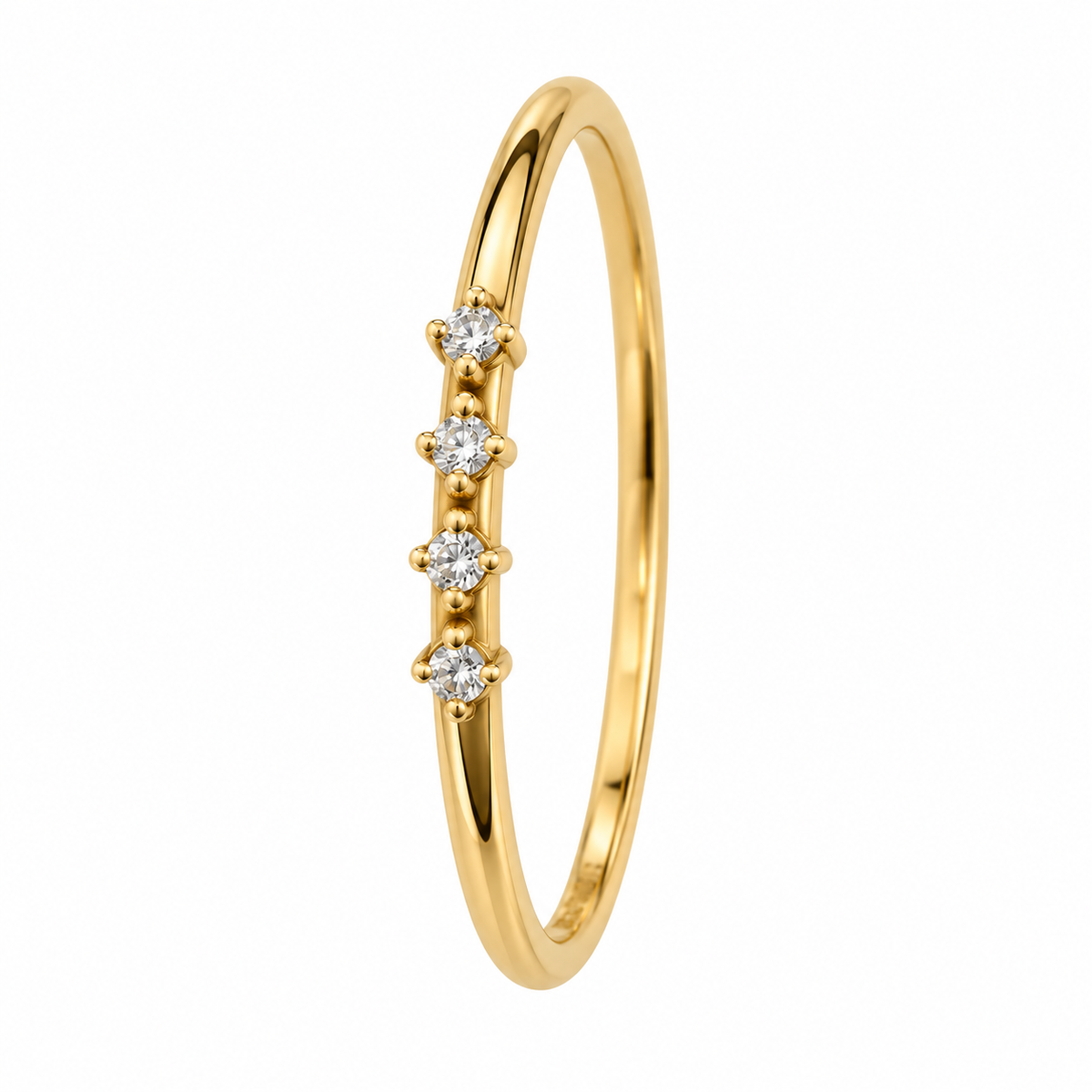 18K Yellow Gold Four-Stone Cubic Zirconia Ring