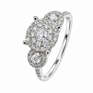 18K White Gold Diamond Navette Cluster Ring
