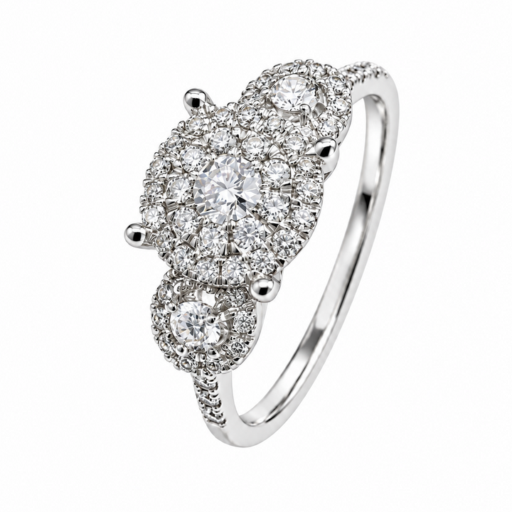 18K White Gold Diamond Navette Cluster Ring