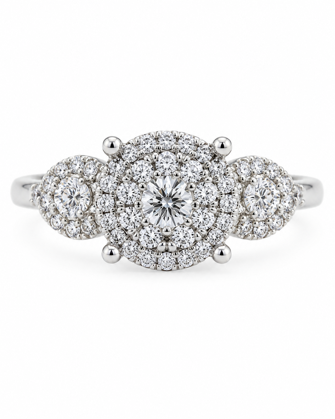 18K White Gold Diamond Navette Cluster Ring